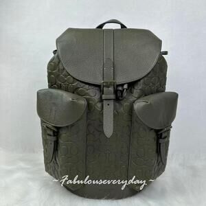 Coach MEN's Warner Backpack In Signature Leather/Olive Drab CAK26 NWT